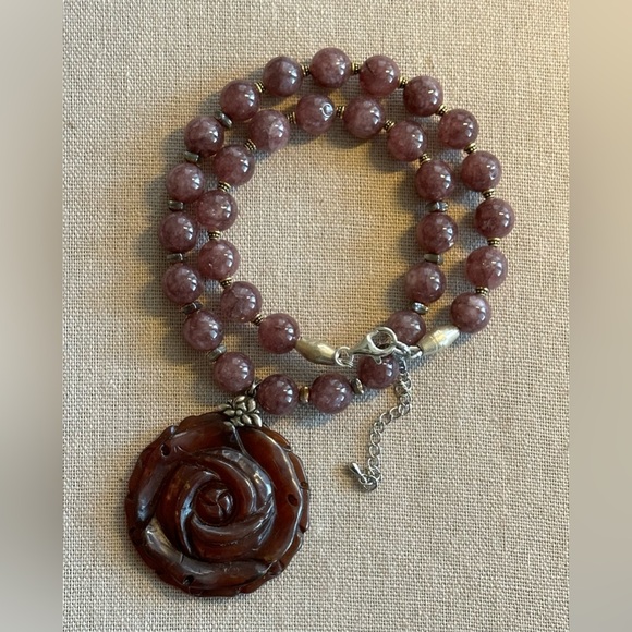 20 inch Lepidolite gemstone bead necklace NWOT - Picture 6 of 16